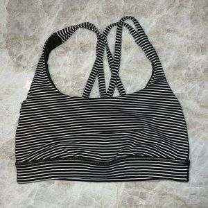 Green and White striped Lululemon sports bra